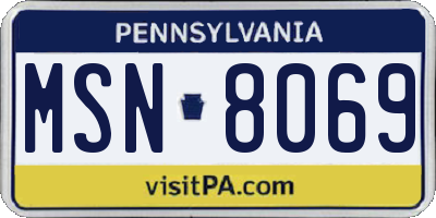 PA license plate MSN8069
