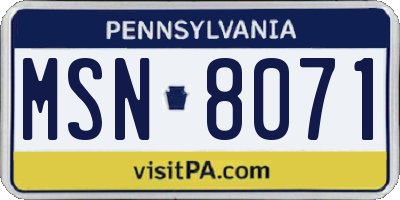 PA license plate MSN8071