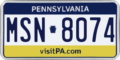 PA license plate MSN8074