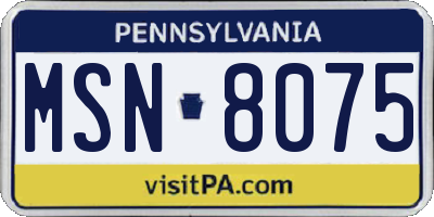PA license plate MSN8075