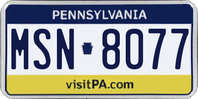 PA license plate MSN8077