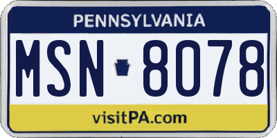 PA license plate MSN8078