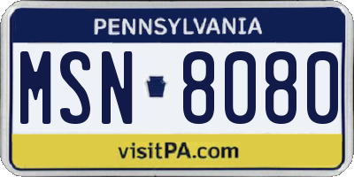 PA license plate MSN8080