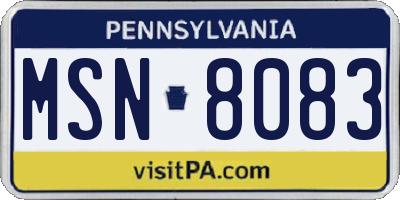 PA license plate MSN8083