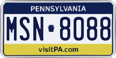 PA license plate MSN8088