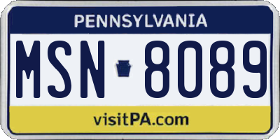PA license plate MSN8089