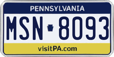 PA license plate MSN8093