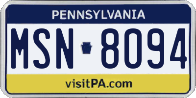PA license plate MSN8094