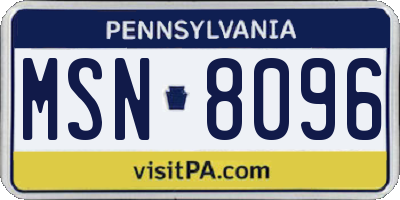 PA license plate MSN8096