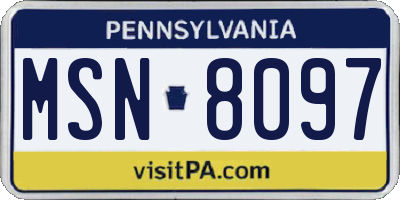 PA license plate MSN8097