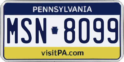 PA license plate MSN8099