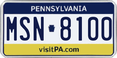 PA license plate MSN8100