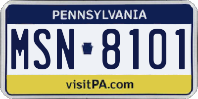 PA license plate MSN8101