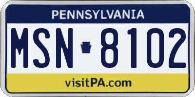 PA license plate MSN8102