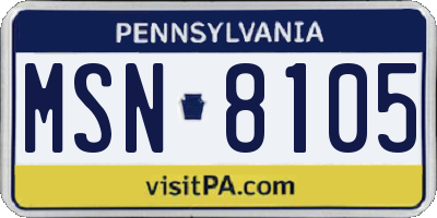PA license plate MSN8105