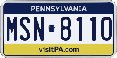 PA license plate MSN8110