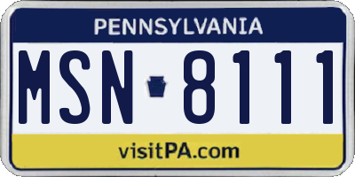 PA license plate MSN8111
