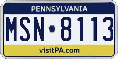 PA license plate MSN8113