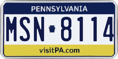 PA license plate MSN8114