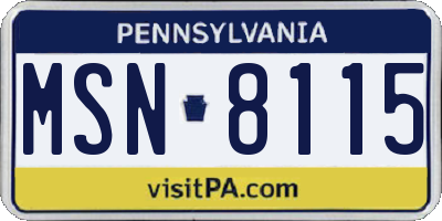 PA license plate MSN8115