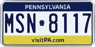 PA license plate MSN8117
