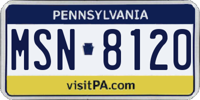 PA license plate MSN8120