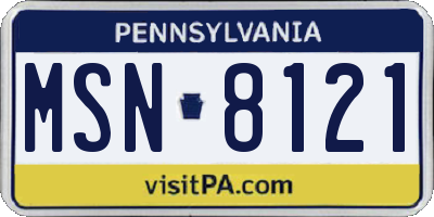 PA license plate MSN8121