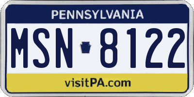 PA license plate MSN8122