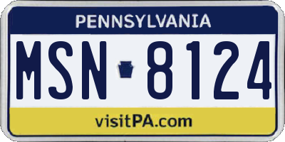 PA license plate MSN8124