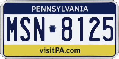 PA license plate MSN8125