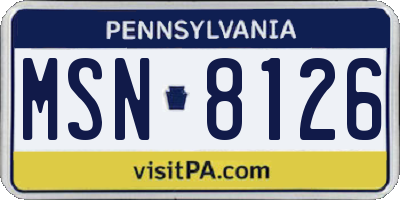 PA license plate MSN8126