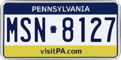 PA license plate MSN8127