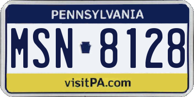 PA license plate MSN8128