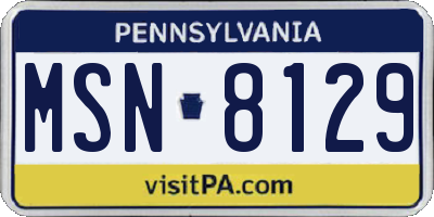 PA license plate MSN8129