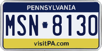 PA license plate MSN8130