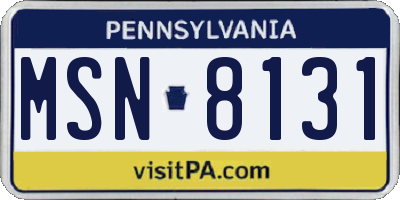 PA license plate MSN8131