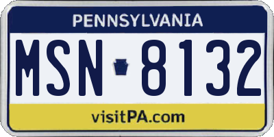 PA license plate MSN8132