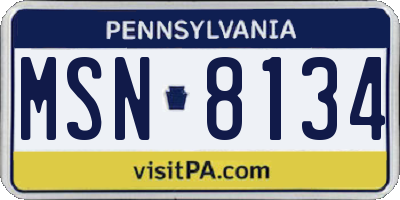 PA license plate MSN8134