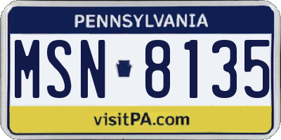 PA license plate MSN8135