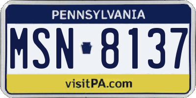 PA license plate MSN8137