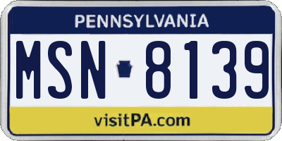 PA license plate MSN8139