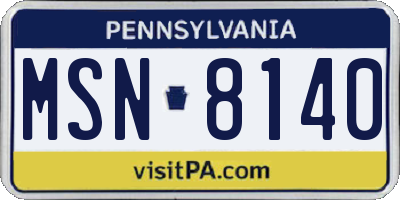 PA license plate MSN8140