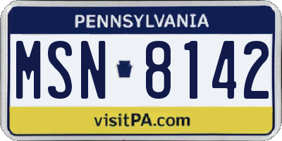 PA license plate MSN8142
