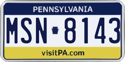 PA license plate MSN8143