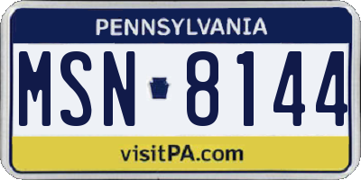 PA license plate MSN8144