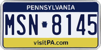 PA license plate MSN8145