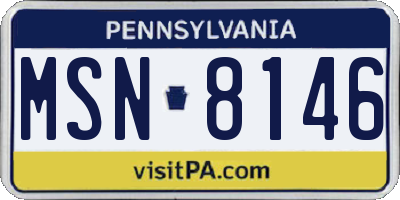 PA license plate MSN8146