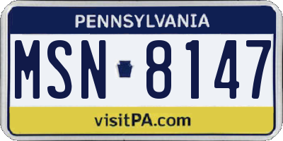 PA license plate MSN8147