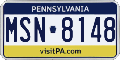 PA license plate MSN8148