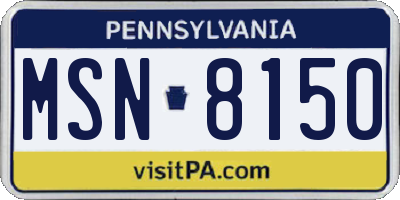 PA license plate MSN8150
